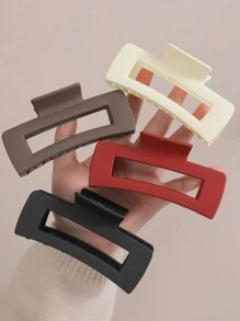 4/3/1pc Women's Fashion Hair Claws Square New Year's Solid Hair Claws Retro Simple High-End Hair Clips Large Frosted Hair Clips Red Hair Accessories Headdress,Claw Clips,Hair Jaw Clip,Hair Clutch