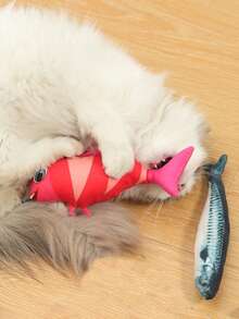 1pc Cat Toy Fish-Shaped Plush Toy With Mint For Playing And Teeth-Cleaning, Suitable For Cats - Multicolor - View 2