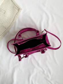 Bolsa tote lisa, elegante e versátil, com material texturizado - Pink - Visão 5