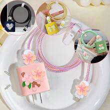 5入組/套彩色櫻桃/桃子/蝴蝶結/心形矽膠殼，適用於iPhone充電器，防破壞保護套 - 彩色 - 查看 7