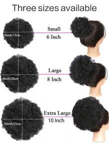 1 Pc Synthetic Afro Chignon Fluffy Hair Bun Drawstring Hair Bun Extension Black - Black - View 3