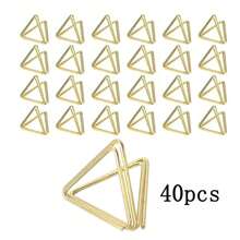 40入組三角形桌卡夾，迷你金屬桌號片夾，保留信息備忘名牌展示夾，適用於婚禮聚會餐廳桌面桌卡夾，迷你金屬桌號片夾，保留信息備忘名牌展示夾，適用於婚禮聚會餐廳桌面 - 金色 - 查看 9