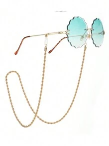 1 pièce Vintage Classic Collier Cordon Chaîne Torsadée en Métal avec Fermoir Silicone Anti-Dérapant Sangle de Lunettes, Chaîne de Lunettes de Soleil à la Mode pour Femmes