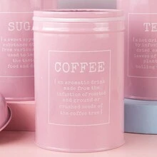 3-Piece Metal Kitchen Canister Set For Coffee And Tea, Sugar Canister, Restaurant Style Containers, Pink - Suitable For Coffee Bean, Candy, Rock Sugar And Tea Storage And Organizing Can - Pink - View 10