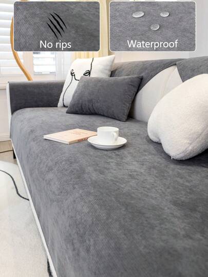 1pc Waterproof Anti-Oil Sofa Seat Cushion, Suitable For All Seasons, Modern Minimalist Design, Waterproof, Anti-Stain, Anti-Scratch, Non-Slip Sofa Cover, Dust-Proof, Machine Washable, Pet-Friendly, Fits Bedroom, Office, Living Room, L-Shaped Sofa, 1/2/3/4 Seat Covers, Hand Washable