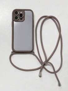 1 pieza Funda de teléfono con diseño de espejo perforado y correa de cuerda compatible con iPhone 17/ 17 Pro/ 17 Pro Max/ Air, Galaxy S25 Ultra/S24 Ultra/S23 Ultra/S25 FE/S25 Edge, A07/A17, Infinix, Redmi