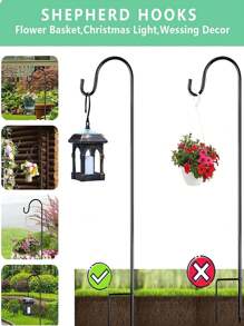 1pc Shepherd-Hooks Adjustable For Bird-Feeder Lantern Plant-Hook Garden-Stake - Plant Stand Hanger For Outdoor Flower Basket, Bird Feeder Hanger Weddings Decor(42cm/76cm/96cm/116cm) - Black - View 6