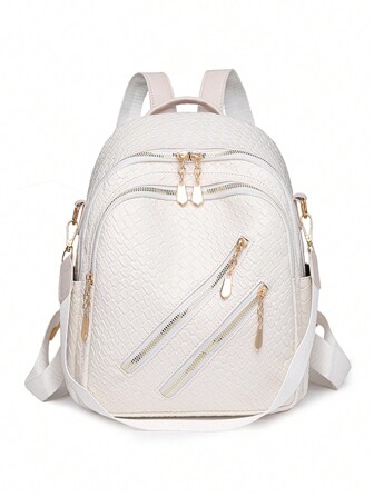Fashionable Women Travel Large Capacity Knitted Fabric Backpack,Can Be Used As Shoulder Bag And Messenger Bag,Suitable For School And Street Style,School Bag,Portable,Laptop Compartment,Large Capacity,For Teen Girls Women College Students,College,Middle School,High School,Outdoors,Travel,Outings,Elementary School,Office