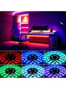 1套RGB LED燈條，DC5V，2種控制方法：APP和24鍵遙控器，USB供電。 LED燈條用於房間裝飾，背面使用黏貼膠帶易於安裝，不防水。 適用於電視和電腦背光。 - 彩色 - 查看 6