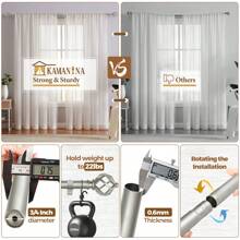 1pc Long Curtain Rods For Windows, Splicing Adjustable Curtain Rod, Single Drapery Rod With Twisted Cage Finial, Bronze/Silver/Black/Gold - Antique Silver - View 4