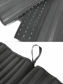 25 piezas Corsé entrenador de cintura de látex con hueso de acero, top de compresión deportiva, accesorio de gimnasio moldeador de abdomen, fajas reductoras de vientre, fajas lumbares, corsé reductor de vientre negro primaveral - Negro - Ver 4