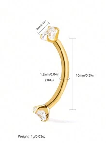 1pc G23 Titanium Internally Thread Golden  16G  Eyebrow Nail Body Piercing Jewelry