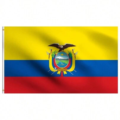 Bandera de Ecuador de doble cara impresa 3x5 pies, bandera ecuatoriana colgante con poliéster, color vivo y resistente a los rayos UV, decoración para hogar, exterior y festividades