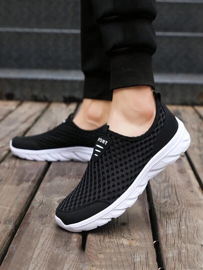 Men's Summer Casual Outdoor Sports Breathable Lightweight Running Slip-On Shoes With Mesh Upper