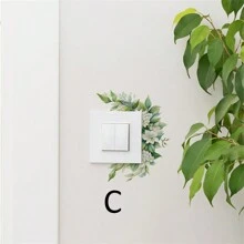 1PC Blue Green Plant Floral Wall Sticker For Bedroom Living Room Switch Decoration