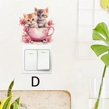 1PC Blue Green Plant Floral Wall Sticker For Bedroom Living Room Switch Decoration