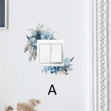 1PC Blue Green Plant Floral Wall Sticker For Bedroom Living Room Switch Decoration
