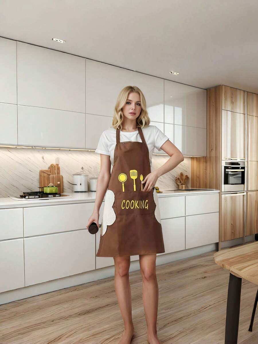 1PC Waterproof & Oil-Proof Apron With Hand Towel For Men & Women, 2024 Restaurant Work Clothes Summer Thin Suitable For Kitchen Cooking & Home Work - Dark Green - View 1