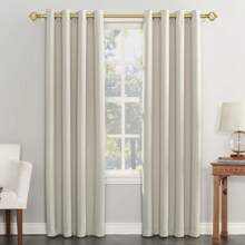 1pc Long Curtain Rods For Windows, Splicing Adjustable Curtain Rod, Single Drapery Rod With Twisted Cage Finial, Bronze/Silver/Black/Gold - Warm Gold - View 2