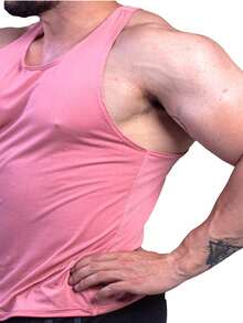 GONDUR 男友风男士运动 T 恤时尚背心健身房男友风男士无袖 T 恤 - 珊瑚粉 - 查看 2