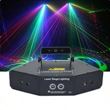 INXZNAU Full Color 6-Eyes RGB DJ Laser Light/DMX512 Control Scan Stage Light/Scanner/Projector/Disco Beam Effect For Stage Parties Christmas - Black - View 5