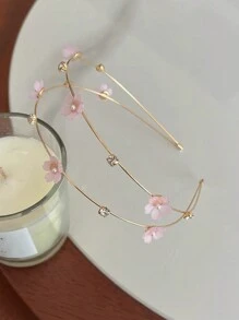 1pc Double-Layer Alloy Thin Hair Hoop With Faux Pearl Cap Flower Decor Sweet Hair Accessory For Women Tiaras,Hairband,Hair Hoop Headbands - Multicolor - View 14