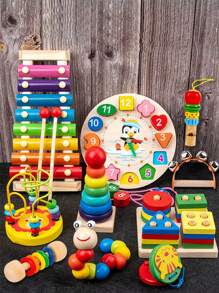 10-In-1 Montessori Wooden Educational Toys Set - Learning Toys For Early Childhood Development, Clocks And Blocks To Improve Attention, Fine Motor Skills And Cognitive Growth, Birthday/Halloween/Christmas Gifts For 3-6 Years Old Boys And Girls