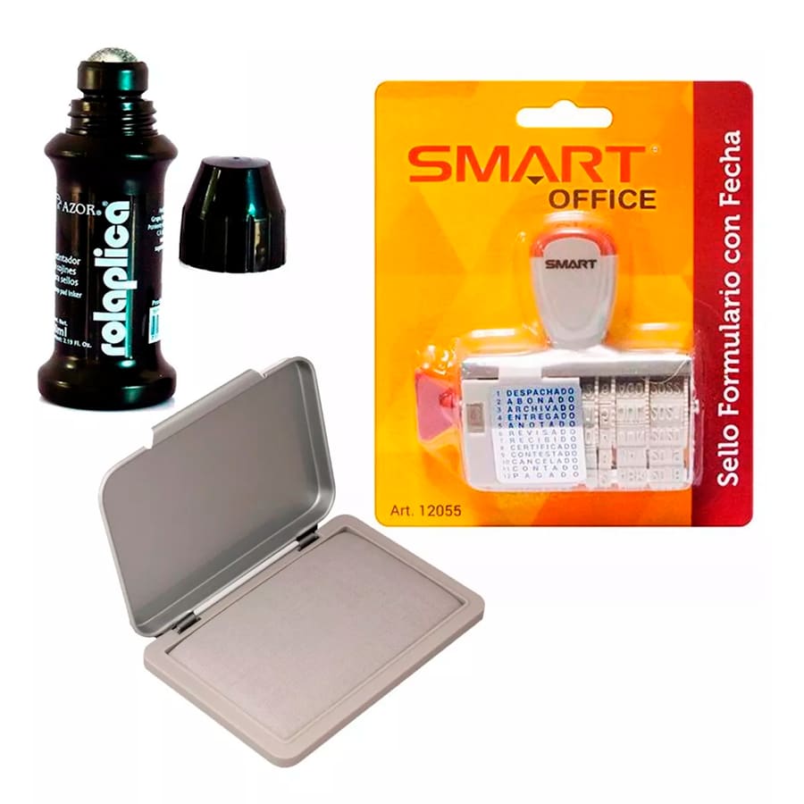 Sello +tinta +cojin Fecha Pagado Entregado Recibido Negocio - Negro - Ver 1