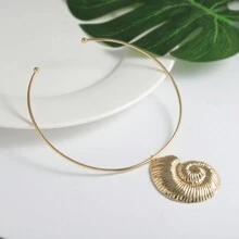 1pc Exaggerated Unique Spiral Metallic Necklace, Perfect For Beach Vacation And Party