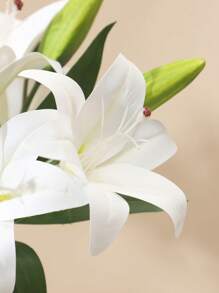 1pc Artificial Lily Stem,Simple Polyester Fake Flower For Home Decoration, Valentine Day, Gift Gifts Birthday Graduation - Multicolor - View 3