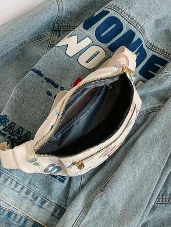 กระเป๋าคาดเอวผู้หญิงรูปทรงสุภาพ กระเป๋าสะพายข้าง กระเป๋าใส่เหรียญลายป้ายทอง กระเป๋าสะพายอก กระเป๋าหลายประโยชน์สำหรับกลางแจ้ง, กระเป๋าคาดเอวสไตล์วินเทจสำหรับวันแรกของโรงเรียน