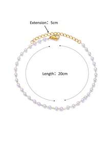 1PC Stainless Steel Pearl Anklets For Women Gold Color Faux Pearl Anklet Luxury Wedding Aesthetic Summer Beach Jewelry Gift