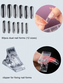 Poly Extension Gel 引伸凝膠 美甲套裝 清晰 女士紫色紅色閃光亮粉膠套裝 含滑溜液建膠甲油 雙鐵片建膠甲套裝 美甲夾 專業美甲初學者家庭修指甲套裝 - 彩色 - 查看 6