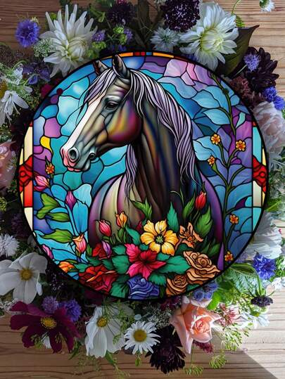 1pc Animal Series Acrylic Decoration Hanging Ornament. Round Shaped Door/Wall Hanger With Koala, Lion, Horse, Leopard Pattern, Etc.,Home Decor ,Room Decor,Wall Decor Gifts Birthday Graduation