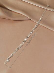 1pc Minimalist Elegant 3-Line Olive Bead Bracelet - Silver - View 3