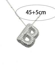 A-Z 锆石字母吊坠项链，男女皆宜的朋克风字母项链，不锈钢时尚嘻哈饰品