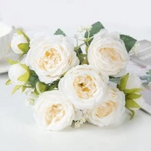 1 pièce/3 pièces Bouquets de fleurs artificielles en soie pivoines, fausses roses pour décorations d'automne, du Nouvel An, de mariage, de vase pour la maison, salle à manger, chambre à coucher, fêtes, anniversaires, jardins extérieurs, Saint-Valentin, cadeaux