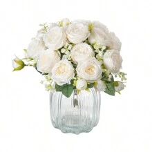 1 pièce/3 pièces Bouquets de fleurs artificielles en soie pivoines, fausses roses pour décorations d'automne, du Nouvel An, de mariage, de vase pour la maison, salle à manger, chambre à coucher, fêtes, anniversaires, jardins extérieurs, Saint-Valentin, cadeaux