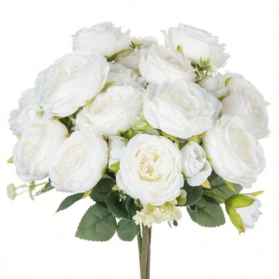 1pc/3pcs Silk Peony Flower Bouquet Artificial Rose, Suitable For Autumn New Year Decoration, Wedding Vase, Home Decor, Holiday Birthday Party, Outdoor Garden, Valentine's Day, Graduation Gift, Etc.