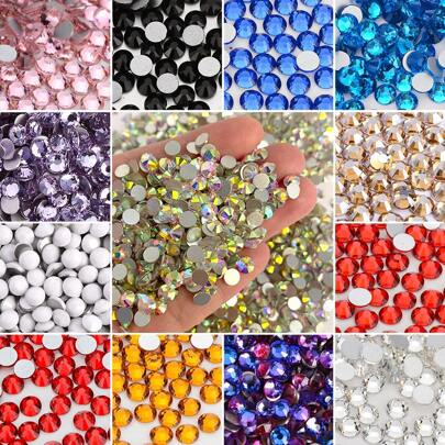 1440粒輕藍色圓形玻璃鑽石銀底扁平底,大小從ss3-ss30