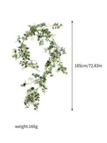 1pc 6ft Eucalyptus Garland With Roses,Artificial Flower Garland Artificial Silk Floral Vines Eucalyptus Leaves Vines For Wedding Party Table Mantle Wall Home Room Decor,Spring Decorations - 白色 - 查看 5