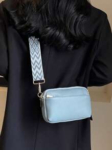 Minimalist Plain Crossbody Bag, Fashionable PU Shoulder Bag, Women Casual Handbag And Phone Wallet