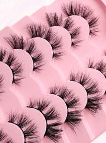 7 pares de pestañas ardilla en forma de ojo, aspecto natural y esponjoso, pestañas falsas de tira de visón Faux - Pestañas Ojos de Gato - Ver 7