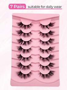 7 pares de pestañas ardilla en forma de ojo, aspecto natural y esponjoso, pestañas falsas de tira de visón Faux - Pestañas Ojos de Gato - Ver 3