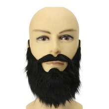1pc Black Furry Fake Beard, Mustache And Goatee Set For Men, Funny Fabric Beard - Black - View 3