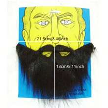 1pc Black Furry Fake Beard, Mustache And Goatee Set For Men, Funny Fabric Beard - Black - View 2