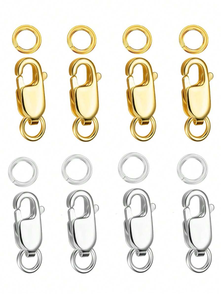 Móc cài móng vuốt tôm hùm bằng thép không gỉ với nhẫn nhảy kín & Móc vòng cổ bằng vàng 14K & Đầu nối để làm đồ trang sức, Bộ mở rộng vòng tay với hộp quà trong suốt - Nhiều màu - Xem 1