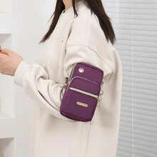 Bolso brazalete para correr y hacer deportes, Mini bolso cruzado de nylon para celular, Cartera multifuncional con cremallera para mujeres