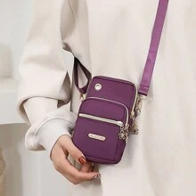 Bolso brazalete para correr y hacer deportes, Mini bolso cruzado de nylon para celular, Cartera multifuncional con cremallera para mujeres