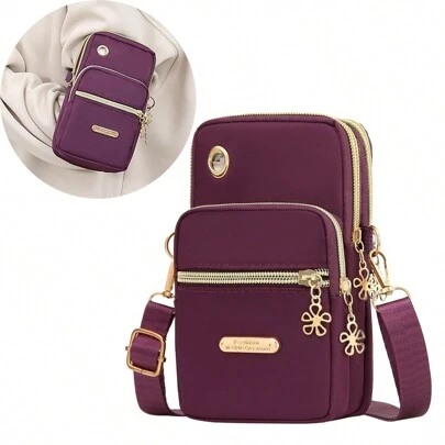 Bolso brazalete para correr y hacer deportes, Mini bolso cruzado de nylon para celular, Cartera multifuncional con cremallera para mujeres